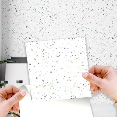 WALPLUS 15 cm (6 tum) 24 st terrazzo holografiskt glitter silver väggkakelklistermärke, självhäftande väggplattor klistermärken för kök badrumskakel, WT1604 (färgerna kan variera) WALPLUS 15 cm (6 tum) 24 st terrazzo holografiskt glitter silver väggkakelklistermärke, självhäftande väggplattor klistermärken för kök badrumskakel, WT1604 (färgerna kan variera)