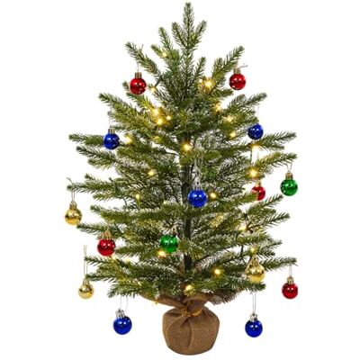 AGM 60 cm pE-bordsskiva julgran med LED-lampor och mini julgranskulor för jul hem kök matbord dekor AGM 60 cm pE-bordsskiva julgran med LED-lampor och mini julgranskulor för jul hem kök matbord dekor