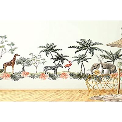 Ambiance Sticker Väggklistermärken för barn dekoration av babyrum väggklistermärken för barn väggklistermärken av afrikanska djur Jungle väggklistermärke H135 x L120 cm Ambiance Sticker Väggklistermärken för barn dekoration av babyrum väggklistermärken för barn väggklistermärken av afrikanska djur Jungle väggklistermärke H135 x L120 cm