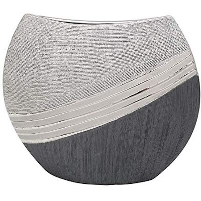 Dekohelden24 Ädel modern dekorativ designer keramisk vas i silvergrå, 25 cm Dekohelden24 Ädel modern dekorativ designer keramisk vas i silvergrå, 25 cm
