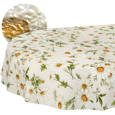 ANRO Duk avtorkbar Vita margeriter oval 160x140 cm utomhus tvättbar i 30 °C – perfekt för trädgård, terrass och matsal – bordsduk i belagd textil ANRO Duk avtorkbar Vita margeriter oval 160x140 cm utomhus tvättbar i 30 °C – perfekt för trädgård, terrass och matsal – bordsduk i belagd textil