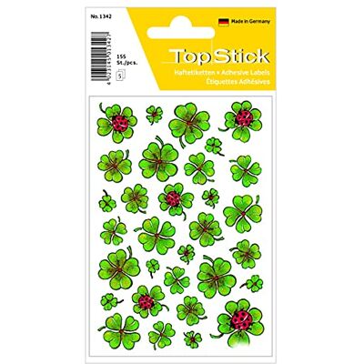 TopStick 1342 klistermärken för barn tur (1 550 sticker, papper, matt) självhäftande klöverblad/nyckelpiga klistermärken för bröllop, presenter, födelsedagar, scrapbooking, dekoration, grön TopStick 1342 klistermärken för barn tur (1 550 sticker, papper, matt) självhäftande klöverblad/nyckelpiga klistermärken för bröllop, presenter, födelsedagar, scrapbooking, dekoration, grön