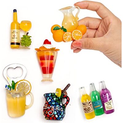 DANVON 6-pack fruktjuice-magneter för kylskåp, 3D-hartsmagnet, champagneflasköppnare, juicemugg, vinglas för kylskåp, whiteboards, kartor och andra magnetiska föremål DANVON 6-pack fruktjuice-magneter för kylskåp, 3D-hartsmagnet, champagneflasköppnare, juicemugg, vinglas för kylskåp, whiteboards, kartor och andra magnetiska föremål
