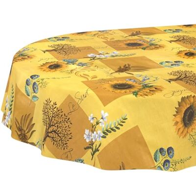 ANRO Vaxduk bordsduk tvättbar lättvårdad vattenavvisande lotuseffekt trädgårdsbordsduk solros oval 180 x 140 cm skärkant ANRO Vaxduk bordsduk tvättbar lättvårdad vattenavvisande lotuseffekt trädgårdsbordsduk solros oval 180 x 140 cm skärkant