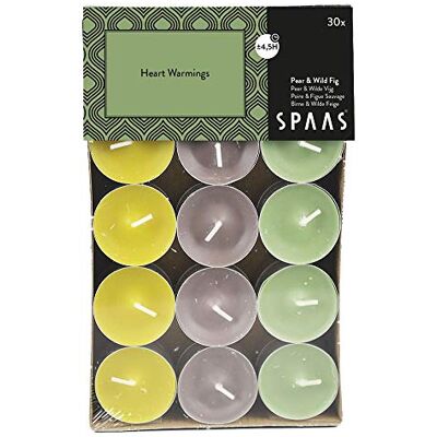 Spaas 30 Scented Tealights Assorted Colours, 4.5 Hours, Heart Warmings, spring green Spaas 30 Scented Tealights Assorted Colours, 4.5 Hours, Heart Warmings, spring green