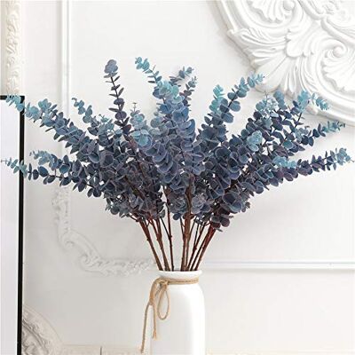 FuleHouzz 5 st mjuk beröring konstgjorda eukalyptusstjälkar för hem, bröllop, blomsterarrangemang, blå FuleHouzz 5 st mjuk beröring konstgjorda eukalyptusstjälkar för hem, bröllop, blomsterarrangemang, blå