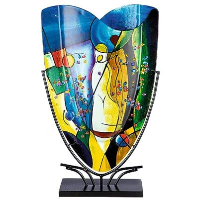 ART GILDE Glas konst dekorativ vas av glas på metallfot – dekoration vardagsrum – presenter till kvinnor födelsedag jul – flerfärgad höjd 58 cm ART GILDE Glas konst dekorativ vas av glas på metallfot – dekoration vardagsrum – presenter till kvinnor födelsedag jul – flerfärgad höjd 58 cm