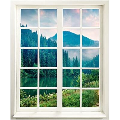 WallSpirit Väggtatuering – fönster med utsikt"Granskog och flod" 99 x 120 cm (B x H) – väggklistermärke – väggklistermärke WallSpirit Väggtatuering – fönster med utsikt"Granskog och flod" 99 x 120 cm (B x H) – väggklistermärke – väggklistermärke