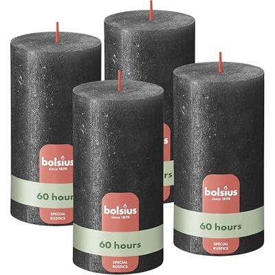 bolsius – Rustik ljus Metallic – antracit – 13 cm – 4 stycken – dekorativa ljus – innehåller naturligt växtvax – utan palmolja bolsius – Rustik ljus Metallic – antracit – 13 cm – 4 stycken – dekorativa ljus – innehåller naturligt växtvax – utan palmolja