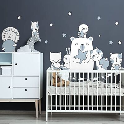 Ambiance Sticker Väggdekaler för barn – väggdekoration för barn – väggklistermärke för barn – stjärnvänner – H90 x B60 cm Ambiance Sticker Väggdekaler för barn – väggdekoration för barn – väggklistermärke för barn – stjärnvänner – H90 x B60 cm