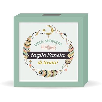 Creative spargris i trä födelsedagspresent med texten ett mynt per dag ta bort ångesten tillbaka! Creative spargris i trä födelsedagspresent med texten ett mynt per dag ta bort ångesten tillbaka!