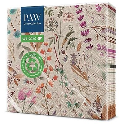 PAW Decor Collection PAW – servetter 3-lager (33 x 33 cm) I 20 stycken I perfekt för födelsedagar, fester, nattvard och fester I pappersservetter med naturmotiv I miljöskydd, torkade blommor I Dried Floral bukett PAW Decor Collection PAW – servetter 3-lager (33 x 33 cm) I 20 stycken I perfekt för födelsedagar, fester, nattvard och fester I pappersservetter med naturmotiv I miljöskydd, torkade blommor I Dried Floral bukett