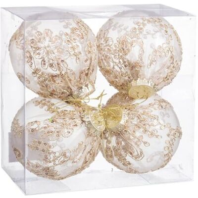 BigBuy Christmas Julbollar Champagne Plast Tyg 10 x 10 x 10 cm (4 st) BigBuy Christmas Julbollar Champagne Plast Tyg 10 x 10 x 10 cm (4 st)