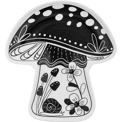 Karma Boho B & W formad TRINKET-bricka MUSHROOM Karma Boho B & W formad TRINKET-bricka MUSHROOM