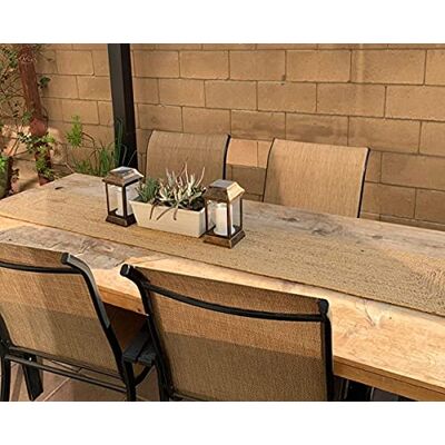 Light & Pro Vändbar juteflätad bordslöpare, bondgård jute säckväv bordslöpare, naturlig juteflätad bordslöpare, ekologisk miljövänlig rustik vintage matbordslöpare – 33 x 183 cm – naturlig Light & Pro Vändbar juteflätad bordslöpare, bondgård jute säckväv bordslöpare, naturlig juteflätad bordslöpare, ekologisk miljövänlig rustik vintage matbordslöpare – 33 x 183 cm – naturlig