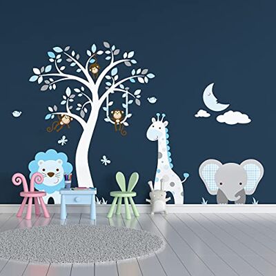 Ambiance Sticker Väggklistermärken för barn dekoration för barnrum väggdekaler för barn lekfulla djungeldjur barnväggdekal H60x L 80 cm col-pl-RV-A002 Ambiance Sticker Väggklistermärken för barn dekoration för barnrum väggdekaler för barn lekfulla djungeldjur barnväggdekal H60x L 80 cm col-pl-RV-A002