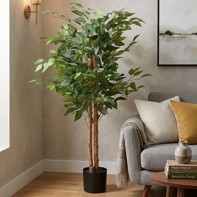 WELL HOME MOBILIARIO & DECORACIÓN Well Home stor realistisk dekorativ konstgjord växt för inomhusbruk: 120 cm konstgjord ficus med blomkruka WELL HOME MOBILIARIO & DECORACIÓN Well Home stor realistisk dekorativ konstgjord växt för inomhusbruk: 120 cm konstgjord ficus med blomkruka