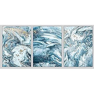 ARTZE Wall Art Abstrakt väggkonsttryck, 30 cm bredd x 40 cm höjd, blå/guld hav ARTZE Wall Art Abstrakt väggkonsttryck, 30 cm bredd x 40 cm höjd, blå/guld hav