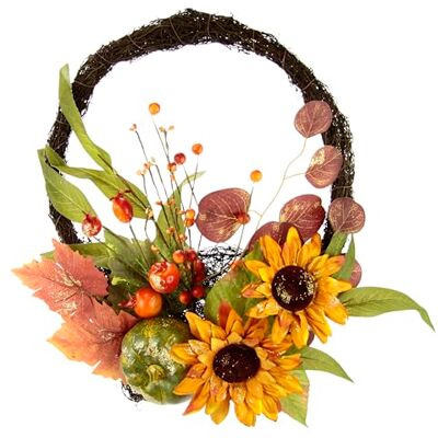 Flair Flower Höstkrans av rotting för ytterdörren med solrosor bär pumpa höstlöv dekorationer höst dörrkrans dörrdekoration höstdekoration för halloween skördefest skörda hem utomhus och inomhus Flair Flower Höstkrans av rotting för ytterdörren med solrosor bär pumpa höstlöv dekorationer höst dörrkrans dörrdekoration höstdekoration för halloween skördefest skörda hem utomhus och inomhus