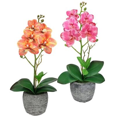 Flair Flower Konstgjord blomma fjärilsorkidé med blad och luftrötter i kruka konstgjord blomma konst orkidé phalaenopsis ytterkruka konstgjord växt bröllop dekoration sidenblomma äkta touch blomma, set om 2, Flair Flower Konstgjord blomma fjärilsorkidé med blad och luftrötter i kruka konstgjord blomma konst orkidé phalaenopsis ytterkruka konstgjord växt bröllop dekoration sidenblomma äkta touch blomma, set om 2,