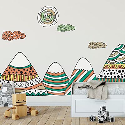 Ambiance Sticker Väggklistermärken för barn babyrumsdekoration jätteväggdekal barn skandinaviska berg Achika 60 x 90 cm Ambiance Sticker Väggklistermärken för barn babyrumsdekoration jätteväggdekal barn skandinaviska berg Achika 60 x 90 cm
