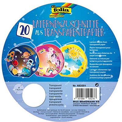 folia 682001 – Lyktsnitt av transparent papper 115 g/m² för rund lykta rör, Ø 16,8 cm, 20 stycken, för tillverkning av individuella lyktor folia 682001 – Lyktsnitt av transparent papper 115 g/m² för rund lykta rör, Ø 16,8 cm, 20 stycken, för tillverkning av individuella lyktor