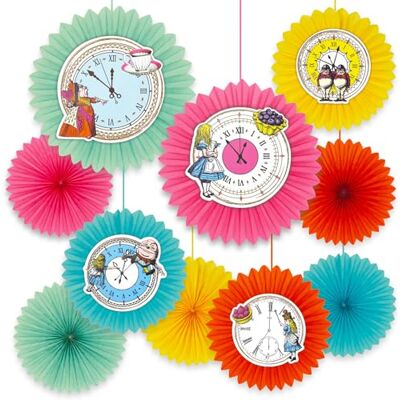 Talking Tables 10 x Alice in Wonderland Nyfiken Klocka Fans Paper Hängande Dekoration för Barn Födelsedagar, Mad Hatter Tea Party, Nederland, Baby Shower Talking Tables 10 x Alice in Wonderland Nyfiken Klocka Fans Paper Hängande Dekoration för Barn Födelsedagar, Mad Hatter Tea Party, Nederland, Baby Shower