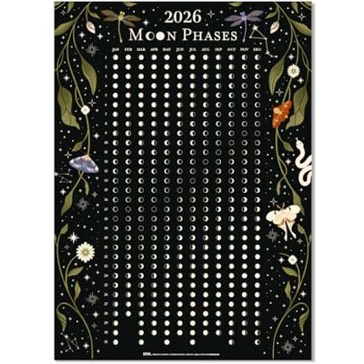 Grupo Erik Moon Calendar 2026 Astral 50 x 70 cm 19.7 x 27.6 inches, Glow In The Dark Moon Phase Calendar 2026, Decorative Wall Poster Astronomy Gifts, Astrology Gift Grupo Erik Moon Calendar 2026 Astral 50 x 70 cm 19.7 x 27.6 inches, Glow In The Dark Moon Phase Calendar 2026, Decorative Wall Poster Astronomy Gifts, Astrology Gift