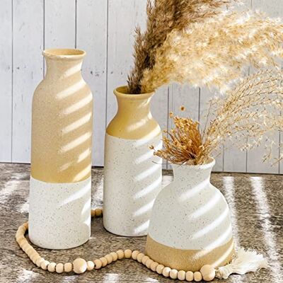 Kate Aspen Moderna bondgårdsvaser (set med 3) – Boho-vaser för Pampasgräs, eukalyptus, torra blommor och växter hylldekoration, manteldekor, bordsuppsats Kate Aspen Moderna bondgårdsvaser (set med 3) – Boho-vaser för Pampasgräs, eukalyptus, torra blommor och växter hylldekoration, manteldekor, bordsuppsats