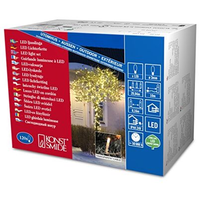 Konstsmide Mikro-LED-ljusslinga, 120 varma vita dioder, 24 V utomhus trafo, transparent kabel – 3612–103 Konstsmide Mikro-LED-ljusslinga, 120 varma vita dioder, 24 V utomhus trafo, transparent kabel – 3612–103