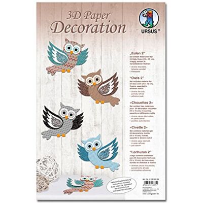 Ursus 21900099 – 3D pappersdekoration ugglor ca 10 x 10 cm, blå/beige Ursus 21900099 – 3D pappersdekoration ugglor ca 10 x 10 cm, blå/beige