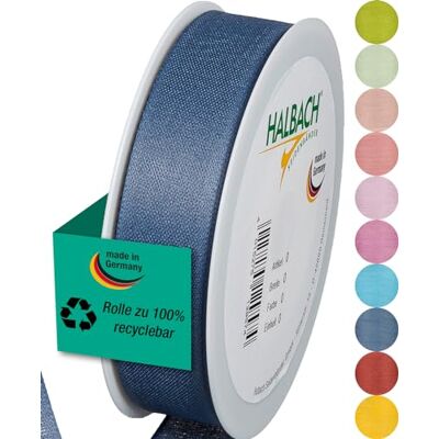 Halbach sidenband presentband Bredd 25 mm längd 25 m Band tillverkat i Tyskland Presentband i olika färger och bredder, perfekt för förpackning och dekoration, färg: jeansblå Halbach sidenband presentband Bredd 25 mm längd 25 m Band tillverkat i Tyskland Presentband i olika färger och bredder, perfekt för förpackning och dekoration, färg: jeansblå