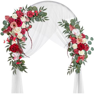 Lisuun bröllopsbågsblommor, konstgjorda blommor för dekoration, 2 st blombylke och 1 st halvren chiffong bordslöpare swag för lätt lyx och elegans bröllopsceremoni blommig dekor 3-pack Lisuun bröllopsbågsblommor, konstgjorda blommor för dekoration, 2 st blombylke och 1 st halvren chiffong bordslöpare swag för lätt lyx och elegans bröllopsceremoni blommig dekor 3-pack