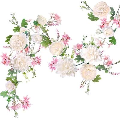 OrgMemory Pion blomgirlang, ros blomswag, 15 cm bröllopsbåge blommor för bröllopsdekor hem bordslöpare mantel festdekor (champagne piongirlang) OrgMemory Pion blomgirlang, ros blomswag, 15 cm bröllopsbåge blommor för bröllopsdekor hem bordslöpare mantel festdekor (champagne piongirlang)