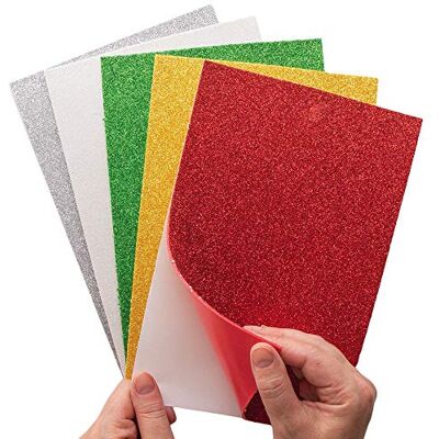 Baker Ross AX305 Jul glitter skumark – paket med 10, självhäftande kreativa konsttillbehör för barn, säsongshantverk och dekorationer Baker Ross AX305 Jul glitter skumark – paket med 10, självhäftande kreativa konsttillbehör för barn, säsongshantverk och dekorationer