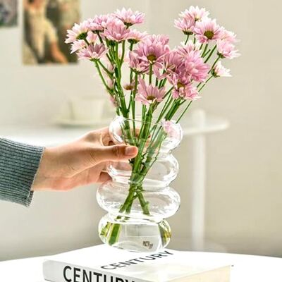 BLOFLO STU BLOFLO Hydroponisk vas, 18 cm färgad glasvas för blommor, fyralagers, geometrisk glasvas för heminredning, modern glasvas för hemmakontor, bröllopsbord (klar) BLOFLO STU BLOFLO Hydroponisk vas, 18 cm färgad glasvas för blommor, fyralagers, geometrisk glasvas för heminredning, modern glasvas för hemmakontor, bröllopsbord (klar)