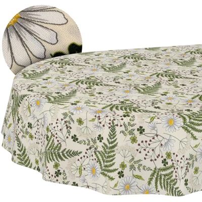 ANRO Duk avtorkbar Kamomill blad oval 220x140 cm utomhus tvättbar i 30 °C – perfekt för trädgård, terrass och matsal – bordsduk i belagd textil ANRO Duk avtorkbar Kamomill blad oval 220x140 cm utomhus tvättbar i 30 °C – perfekt för trädgård, terrass och matsal – bordsduk i belagd textil