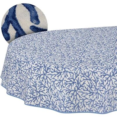 ANRO Duk avtorkbar Korall blå med fåll oval 180x140 cm inne/ute med fållad kant – perfekt för trädgård, terrass och matsal – bordsduk i belagd textil – smuts- och vattenavvisande, lättskött ANRO Duk avtorkbar Korall blå med fåll oval 180x140 cm inne/ute med fållad kant – perfekt för trädgård, terrass och matsal – bordsduk i belagd textil – smuts- och vattenavvisande, lättskött