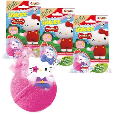 INKEE Hello Kitty 3-pack – Badbomber för Barn med Överraskning – 3 av 6 Hello Kitty-Figurer att Samla – 3x Badbomber 80g med Vattenmelondoft och Jojobaolja, Rosa eller Röd INKEE Hello Kitty 3-pack – Badbomber för Barn med Överraskning – 3 av 6 Hello Kitty-Figurer att Samla – 3x Badbomber 80g med Vattenmelondoft och Jojobaolja, Rosa eller Röd