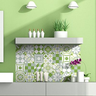 Ambiance Sticker Karo-cement väggtatuering – azlejos – 20 x 20 cm – 24 delar Ambiance Sticker Karo-cement väggtatuering – azlejos – 20 x 20 cm – 24 delar
