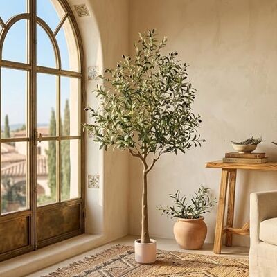 WELL HOME MOBILIARIO & DECORACIÓN Well Home stor realistisk dekorativ konstgjord växt för inomhusbruk: konstgjord oliv 160 cm WELL HOME MOBILIARIO & DECORACIÓN Well Home stor realistisk dekorativ konstgjord växt för inomhusbruk: konstgjord oliv 160 cm