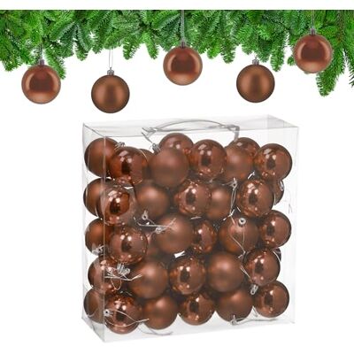 Relaxdays Julkula, praktiskt set med 50 st, robust plast, för att dekorera granen, diameter 6 cm, brun Relaxdays Julkula, praktiskt set med 50 st, robust plast, för att dekorera granen, diameter 6 cm, brun