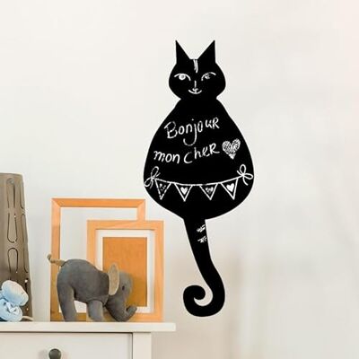 Vinyl griffeltavla-klistermärken katt - Väggdekor 35x15cm Vinyl griffeltavla-klistermärken katt - Väggdekor 35x15cm