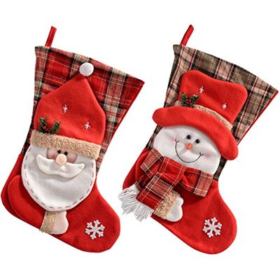 WeRChristmas Julstrumpor tartan jultomte och snögubbe, 52 cm – flerfärgad, set om 2 WeRChristmas Julstrumpor tartan jultomte och snögubbe, 52 cm – flerfärgad, set om 2