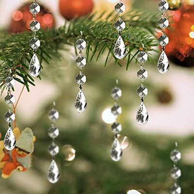 XINGXIA Dekorationer för julgranar i kristall, 30 st akrylklara hängande kristaller för mittstycken, teardrop, ljuskrona, krans, pärlor för julbröllop, fest, heminredning XINGXIA Dekorationer för julgranar i kristall, 30 st akrylklara hängande kristaller för mittstycken, teardrop, ljuskrona, krans, pärlor för julbröllop, fest, heminredning