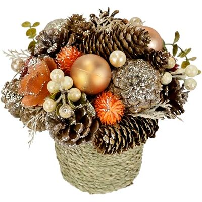 Flair Flower Juldekoration, natur, bordsdekoration, jul med kottar, torkade blommor, eukalyptus och kulor i snökruka, festligt adventsortiment, vinternaturlig dekoration, presentidé jul, 18 x 20 cm Flair Flower Juldekoration, natur, bordsdekoration, jul med kottar, torkade blommor, eukalyptus och kulor i snökruka, festligt adventsortiment, vinternaturlig dekoration, presentidé jul, 18 x 20 cm