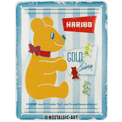 ART Plåtskylt i retrostil, 15 x 20 cm, HARIBO – Vintage GOLD-Bären – Presentidé för gottegrisar, Official License Product (OLP), av metall, vintagedesign ART Plåtskylt i retrostil, 15 x 20 cm, HARIBO – Vintage GOLD-Bären – Presentidé för gottegrisar, Official License Product (OLP), av metall, vintagedesign