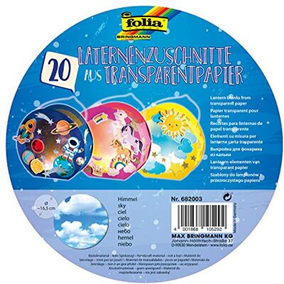 folia 682003 – Lyktsnitt himmel, av genomskinligt papper 115g/m² för rund lykta rör, Ø 16,8 cm, 20 stycken, för tillverkning av individuella lyktor folia 682003 – Lyktsnitt himmel, av genomskinligt papper 115g/m² för rund lykta rör, Ø 16,8 cm, 20 stycken, för tillverkning av individuella lyktor