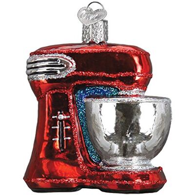 Old World Christmas Old World julkockens samling glasblåsta ornament för julgran, mixare, röd, blå, silver, 3 cm Old World Christmas Old World julkockens samling glasblåsta ornament för julgran, mixare, röd, blå, silver, 3 cm