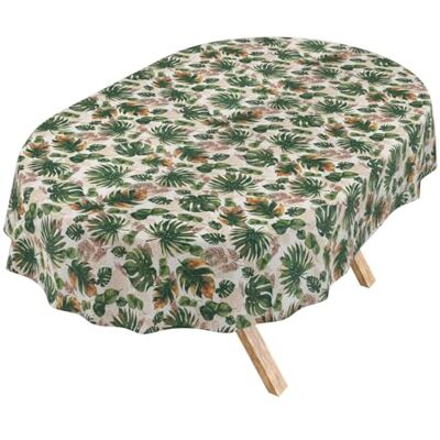 ANRO Duk avtorkbar Djungel oval 200x140 cm utomhus bordsduk i belagd textil – smuts- och vattenavvisande, lättskött – tvättbar i 30 °C ANRO Duk avtorkbar Djungel oval 200x140 cm utomhus bordsduk i belagd textil – smuts- och vattenavvisande, lättskött – tvättbar i 30 °C